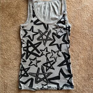 Arizona Jean Company Women Junior Punk Rock Y2K Gray Star Tank Top. Size XL